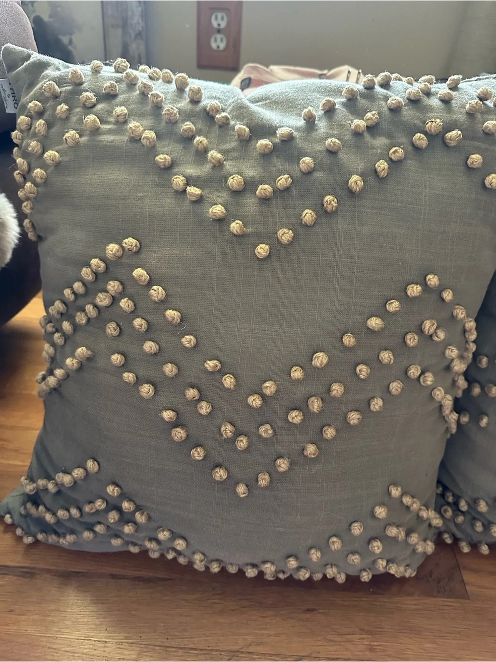 Decorative Textured Chevron Throw Pillow - Sage Green